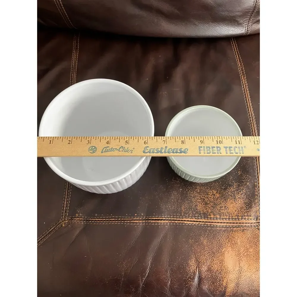 Made in Germany Ceramic Planters Set of 2 Ribbed White Green Pottery Pots